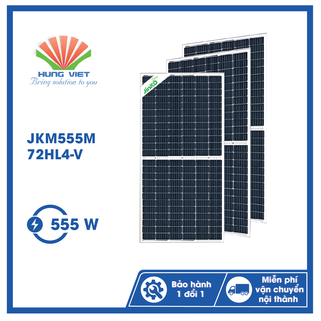 Tấm pin năng lượng mặt trời Jinko 555W JKM555M-72HL4-V